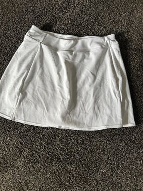 MTA White Ribbed Mini Skirt